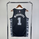 San Antonio Spurs Retro Black #1 WEMBANYAMA 1:1 Quality NBA  Season Jerseys 2023