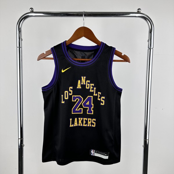 Los Angeles Lakers kids City Edition Kobe  #24 BRYANT  Black NBA Jerseys 2024