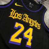 Los Angeles Lakers Kobe  #24 BRYANT  Black Round neck NBA Jerseys