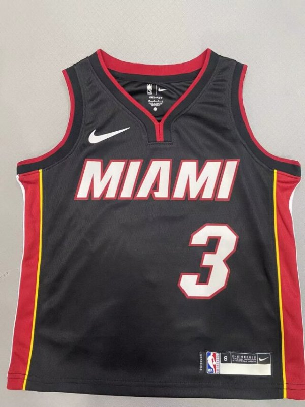 Miami Heat  Black Kids  #3 WADE 1:1 Quality NBA Jerseys