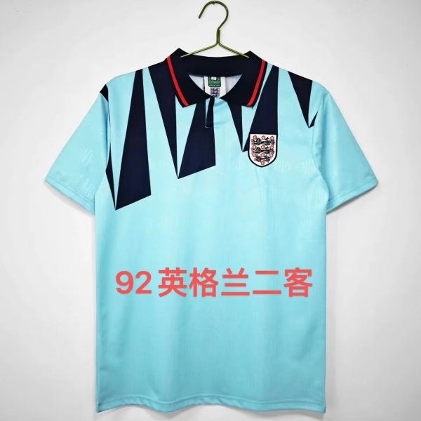Retro England 3R away blue  fans 1:1 Quality Soccer Jersey   1992