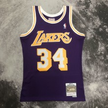 Retro Los Angeles Lakers Purple #34 O'NEAL  1:1 Quality NBA Season Jerseys  1998-1999