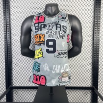 San Antonio Spurs Retro Graffiti #9  PARKER  1:1 Quality NBA  Season Jerseys 1998-1999