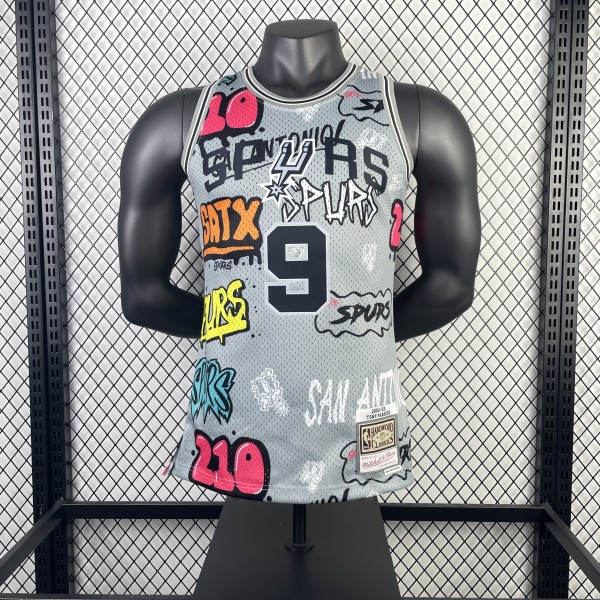 San Antonio Spurs Retro Graffiti #9  PARKER  1:1 Quality NBA  Season Jerseys 1998-1999