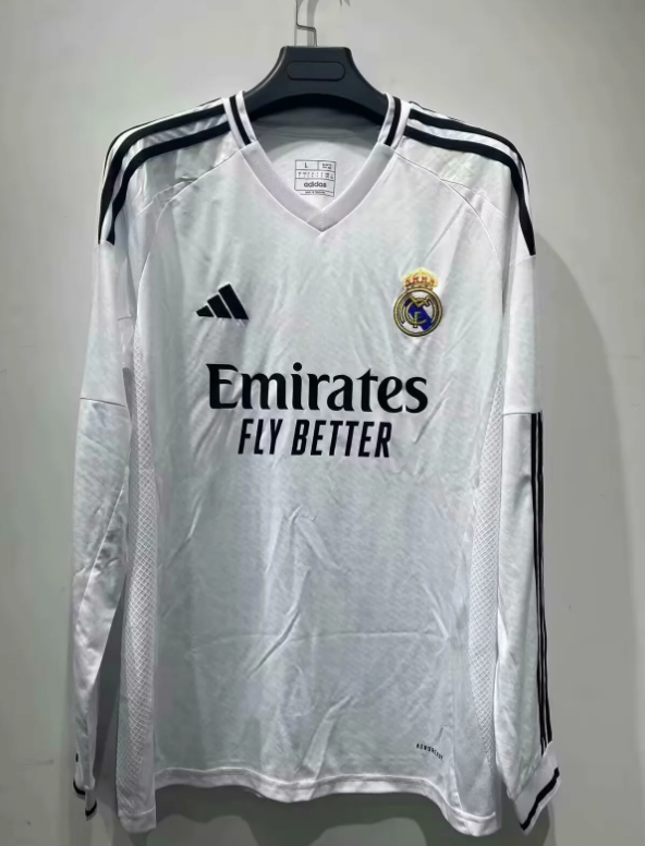 Real Madrid  Home Long Sleeve  Fans  1:1 Quality Soccer Jersey    24-25