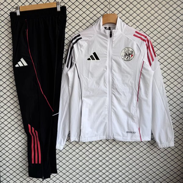 Ajax  Windbreaker Sets With pants  White 1:1 Quality Soccer Jersey  25-26