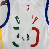 Golden State Warriors White Mexico V-Neck #30 GREEN  1:1 Quality NBA Season Jerseys 2023