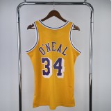 Retro Los Angeles Lakers Yellow #34 O'NEAL  1:1 Quality NBA Season Jerseys 1996-1997
