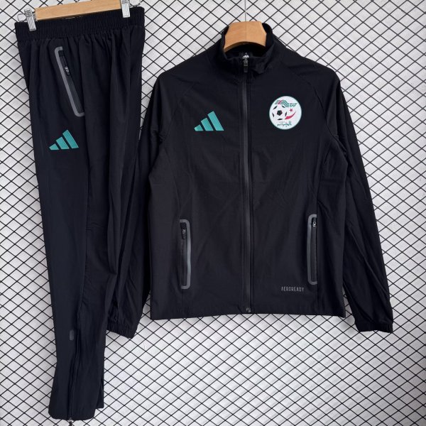 Algeria Windbreaker Sets With pants  Black 1:1 Quality Soccer Jersey  25-26