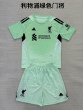 Liverpool goalkeeper green Kids 1:1 Quality Soccer Jersey   25-26