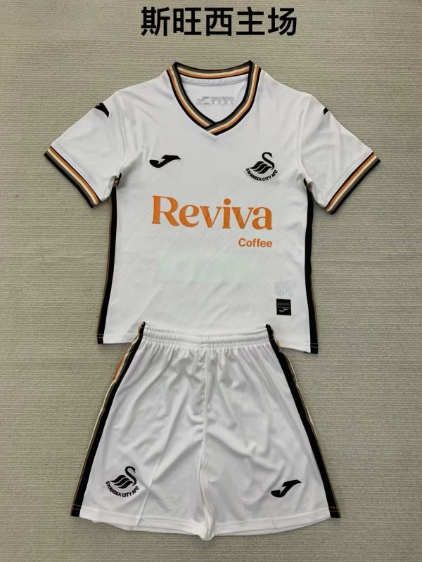 Swansea City home kids 1:1 Quality Soccer Jersey  24-25