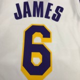 Los Angeles Lakers  White 6 James  V-neck   NBA Jerseys