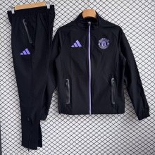 Manchester United Windbreaker Sets With pants  Black 1:1 Quality Soccer Jersey  25-26