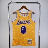 Los Angeles Lakers BAPE×M&N Yellow #93  BAPE 1:1 Quality NBA  Season Jerseys