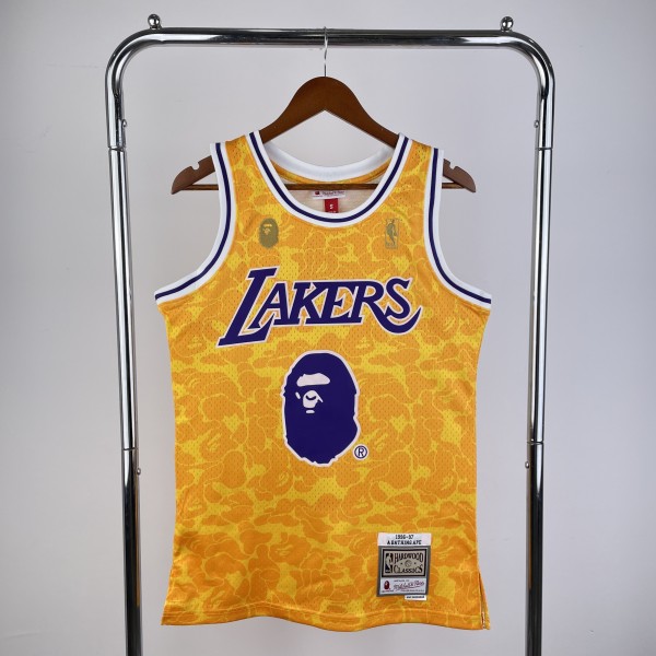 Los Angeles Lakers BAPE×M&N Yellow #93  BAPE 1:1 Quality NBA  Season Jerseys