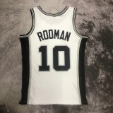 San Antonio Spurs Retro White #10 RODMAN 1:1 Quality NBA  Season Jerseys 1993-1994