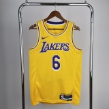 Los Angeles Lakers Yellow #6 James  round neck  1:1 Quality NBA Season Jerseys  2023
