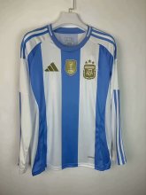 Argentina Home  Long Sleeve Fans 3 stars  1:1 Quality Soccer Jersey   24-25