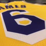 Los Angeles Lakers yellow Round-Neck  6 JAMES NBA Jerseys