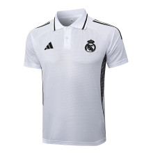Real Madrid  Polo Retro Fans White stripe inkjet 1:1 Quality Soccer Jersey  25-26