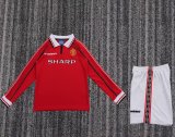 Retro Manchester United Long Home Kids   1:1 Quality Soccer Jersey 1998-1999