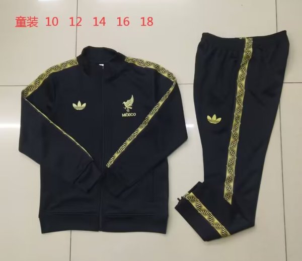 Mexico kids   black Jacket  Tracksuit  1:1 Quality Soccer Jersey   24 -25