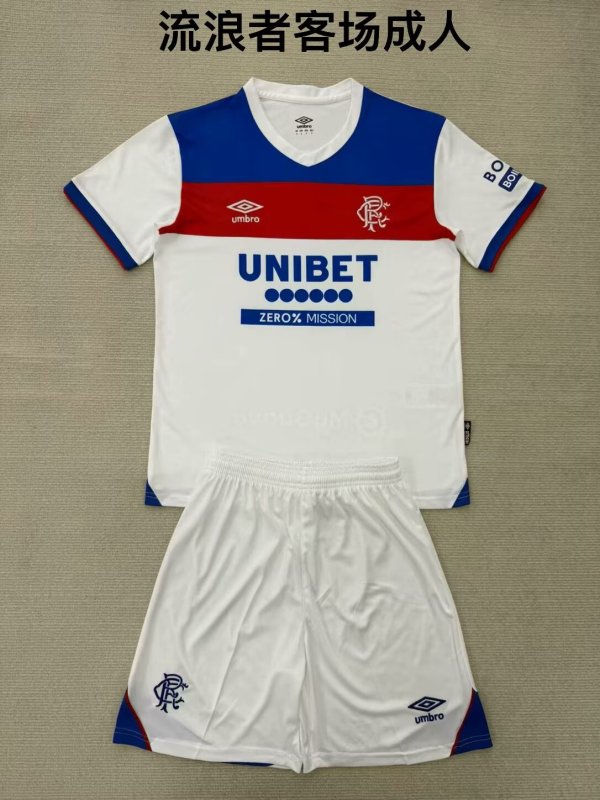 Rangers Away Kids  1:1 Quality Soccer Jersey  25-26