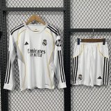 Real Madrid Home Long  With Pants Sets  Fans  1:1 Quality Soccer Jersey    25-26