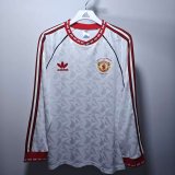 Retro Manchester United Long Sleeve White 1:1 Quality Soccer Jersey  1990-1991