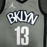 Brooklyn Nets Grey #13  HARDEN 1:1 Quality NBA  Season Jerseys 75 Year