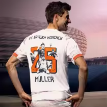 #25 MULLER Bayern Munich  Away Player 1:1 Quality Soccer Jersey  25-26