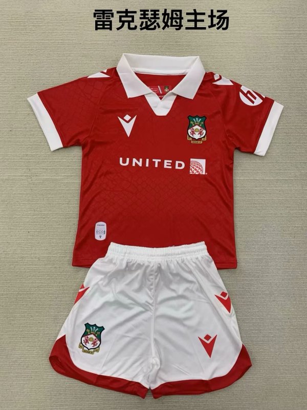 Wrexham home kids  1:1 Quality Soccer Jersey   24-25