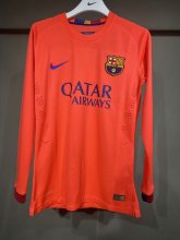 Retro Barcelona Away Long Sleeve Player 1:1 Quality Soccer Jersey   2014-2015