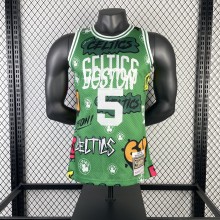 Retro Boston Celtics Green SW Graffiti #5 GARNETT 1:1 Quality NBA Jerseys  1985-1986