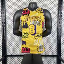 Los Angeles Lakers SW graffiti  Kobe #24 BRYANT  Yollow Retro  NBA Jersey 1996-1997