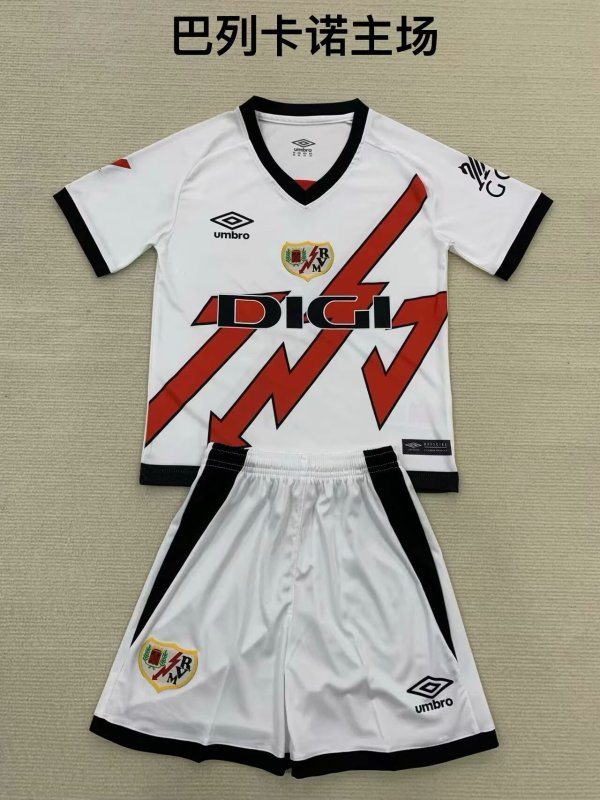 Rayo Vallecano Home kids 1:1 Quality Soccer Jersey   24-25