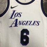 Los Angeles Lakers City Edition White #6 James  round neck   1:1 Quality NBA Season Jerseys  2023