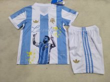 Argentina #10 Messi Commemorative Edition  kids  1:1 Quality Soccer Jersey  25-26