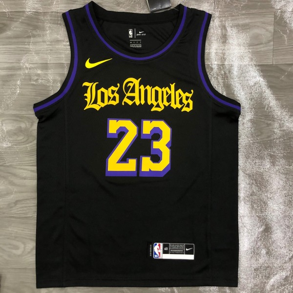 Los Angeles Lakers  Latin Black 23 James  round neck  NBA Jerseys