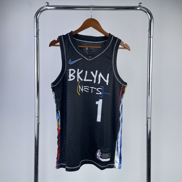 Brooklyn Nets graffiti Black #1 BRIDGES 1:1 Quality NBA  Season Jerseys