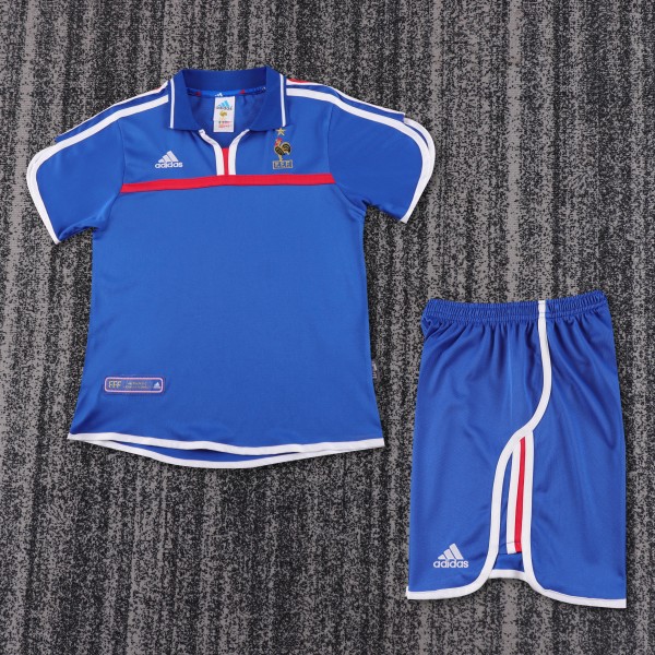 Retro France  home Kids 1:1 Quality Soccer Jersey  2000