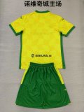 Norwich  home kids  1:1 Quality Soccer Jersey   24-25