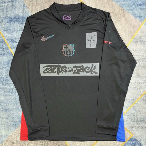 Barcelona Away Long   Travis Scott Co branded version Special Edition fans 1:1 Quality Soccer Jersey 25-26