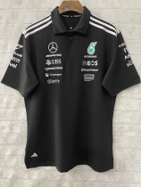 F1 Mercedes Black POLO Short Sleeve Racing Suit 2025