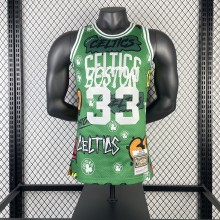 Retro Boston Celtics Green SW Graffiti #33 BIRD 1:1 Quality NBA Jerseys  1985-1986