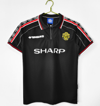 Retro Manchester united away blaCK 1:1 Quality Soccer Jersey   1998