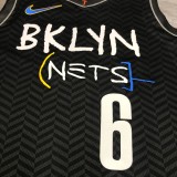 Brooklyn Nets City Edition graffiti Black #6 JORDAN  1:1 Quality NBA  Season Jerseys 2021