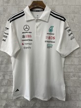 F1 Mercedes White POLO Short Sleeve Racing Suit 2025