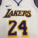 Los Angeles Lakers Kobe #24 BRYANT  White V-neck 1:1 Quality NBA Season Jerseys