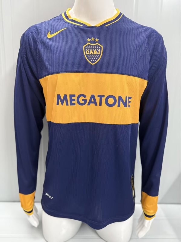 Retro Boca Juniors Home Long Sleeve   1:1 Quality Soccer Jersey   2005 -2006